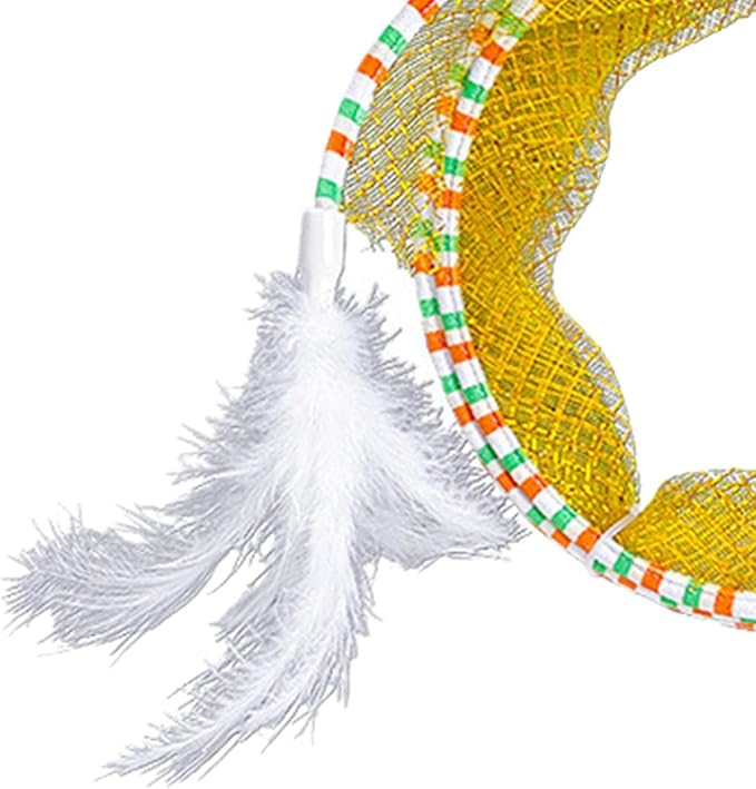 Cat Tunnel with Feather Portable Folding Elastic Mesh Spring Tunnels S Type Tunnel Cat Toy for Pet Supplies Accessories, Yellow