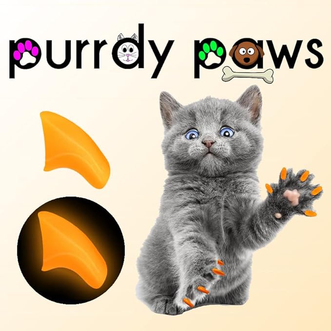 40 Pack Soft Nail Caps for Cat Claws Orange Glow-in-The-Dark (Medium)