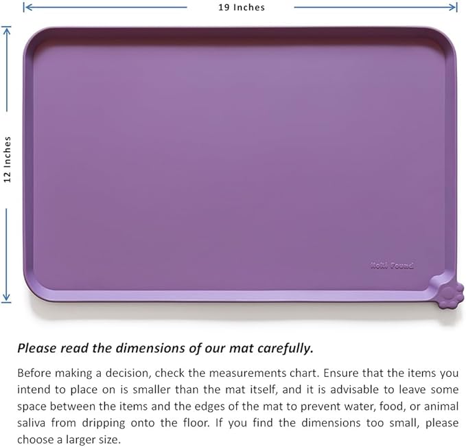 Hoki Found Silicone Pet Food Mats Tray - High-Lips Pet Dog Cat Bowl Mats - Dog Pet Cat Feeding Mat - Waterproof Dog Cat Food Mats -Pet Water Mats for Floors - Amethyst