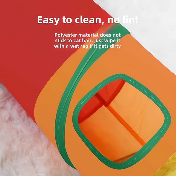 Cat Tunnel for Indoor Cats Interactive - Rabbit Tunnel Toys, Pet Toys Play Tunnels for Cats Kittens Rabbits Puppies Crinkle Pop Up Rainbow 47" Shape S
