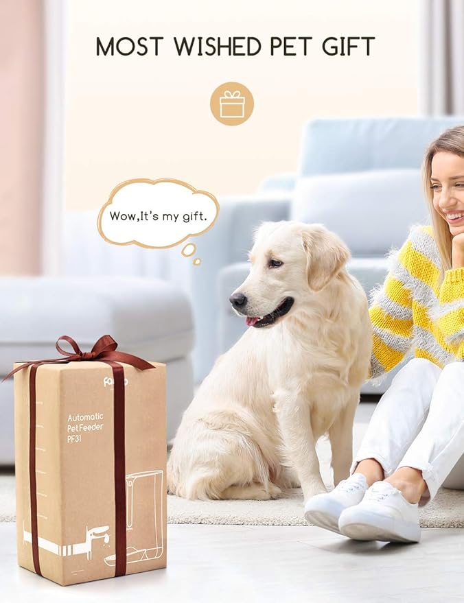 Automatic Cat Feeder, Faroro Dog Food Dispenser for Small Pets with Distribution Alarms, Portion Control, Voice Recorder and Programmable Timer for up to 4 Meals per Day