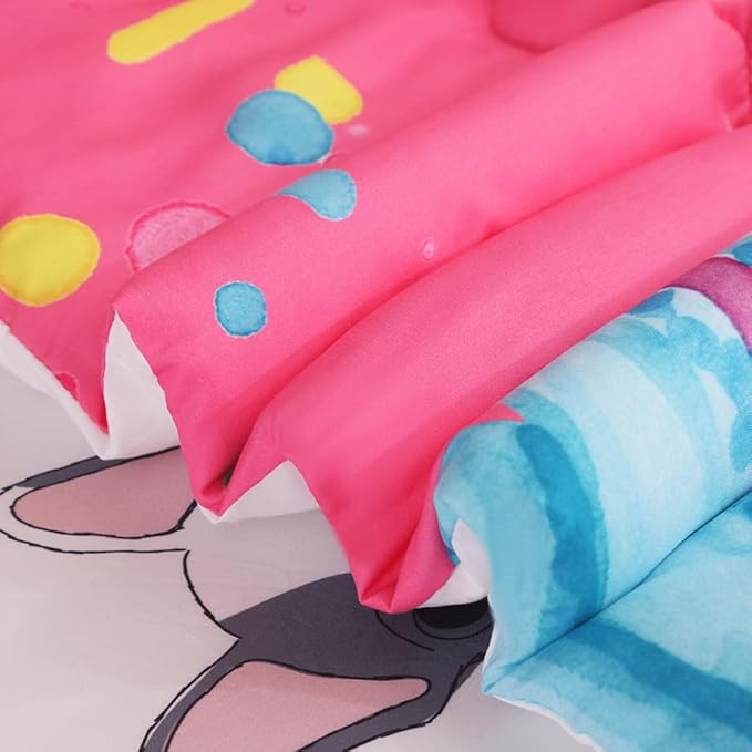 7 Piece Dog Comforter Set Full Size for Kids Cute 3D French Bulldog Dogs Bedding Bed in A Bag for Teens Boys Girls All Season Watercolor Pink Animal Themed Comforter