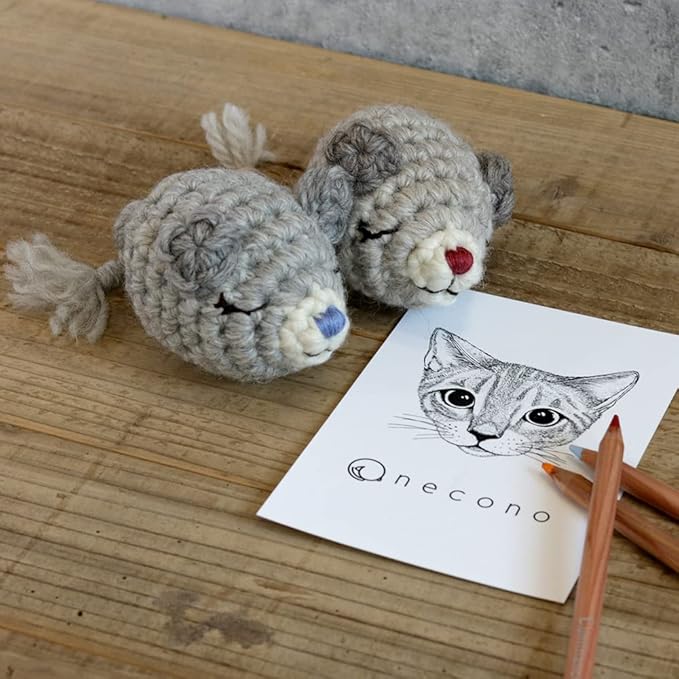 Cat Plush Toy - Knitted Mom & Daddy Mouse - Hand-Knitted, Light-Weight