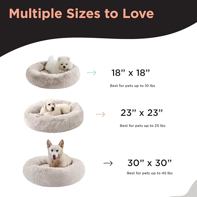 Best Friends by Sheri SnuggleSoft Faux Fur Calming Donut Bed for Small Dogs and Cats, Brown, Extra Small, 18" x 18"