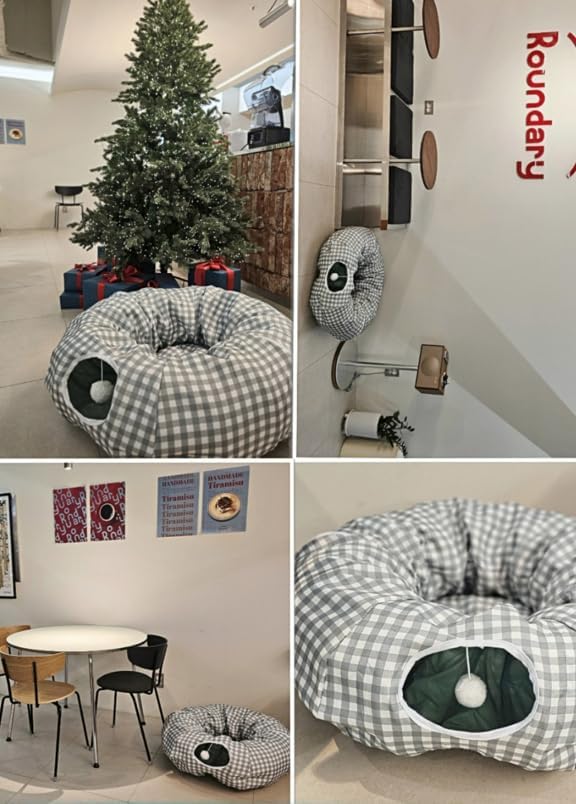 Premium Design Patent, Suitable for Multiple Cats to use at Once, Including cat Toys, cat Tunnel, cat mat, cat Tunnel Bed – Suitable for Small, Medium, and Large Cats. Cat Playground._Checker Board