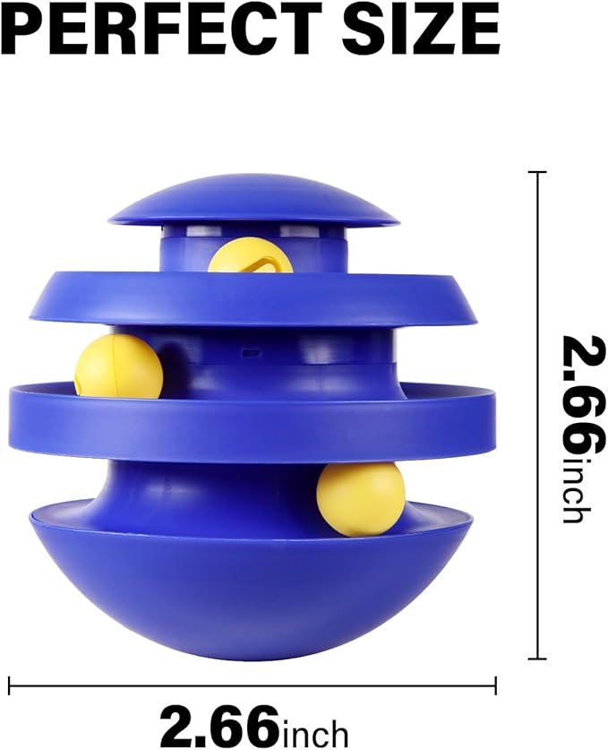 Interactive Cat Toy, 3-Tier Track Ball Toy for Cats, Tumbler Base with Moving Balls, Keeps Cats Entertained and Active (Blue)