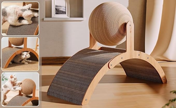 Cat Scratch Pad, Ferris Wheel Design, Suitable for Cat Play, Interaction, Nail Grinding, Bite Resistant. (Arch, Middle)