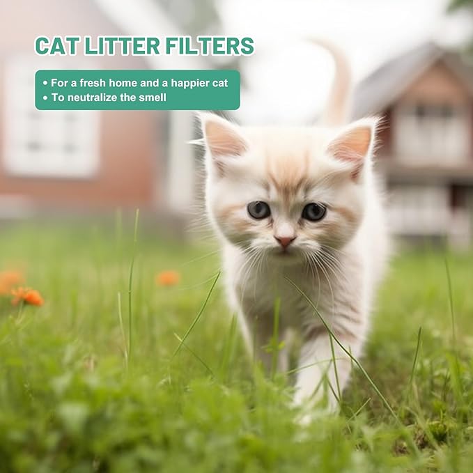 10 Pack Carbon Filters Compatible with Hidden Litter Box, Activated Carbon Cat Litter Box Filters Fit for Hidden Cat Litter Planters, Eliminate Odor and Controls Moisture on Pet's Body Keep Home Fresh