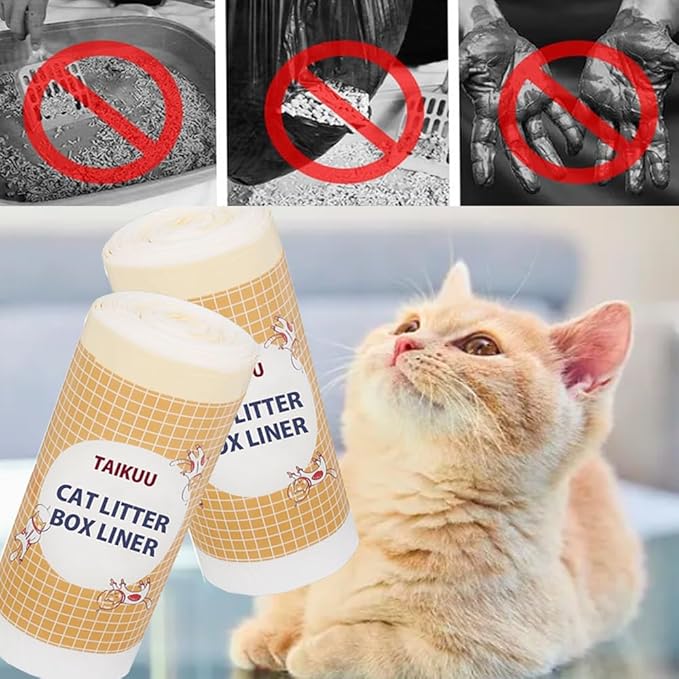 40 Count Cat Litter box Liners, Compatible with Automatic Cat Litter Box Thick Drawstring Heavy Duty Replacement Waste Trash Bags -20.5" x 17.7"