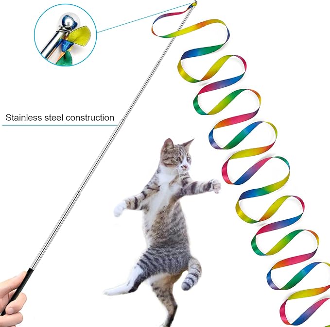 ZPH Cat Toys,Interactive Feather Variety Pack for Cats Wand Kitten Toy-Includ Cat Exercise Toy Fluffy Mouse Worms&Fish