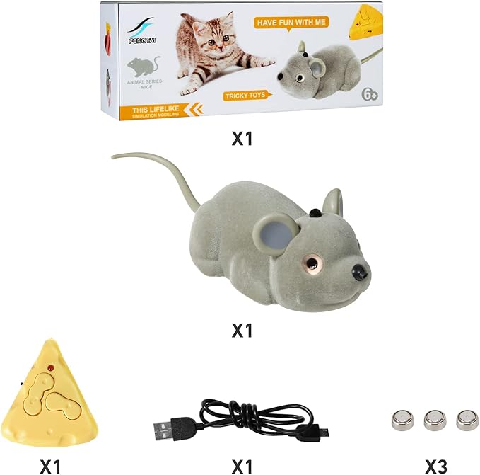 Cat Toys Mice Interactive Kitten Toys snake, Remote control and Smart Sensing Two Mode Mouse Rechargeable, Automatically Sense Obstacles and Escape, Realistic Animal Series Mice Tricky Toys (mice toy)