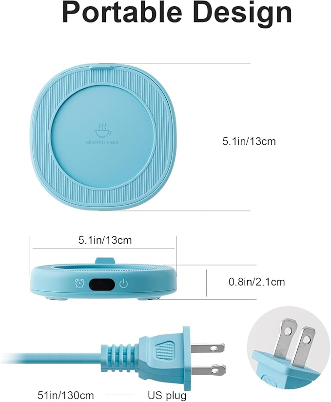 Bsigo Coffee Mug Warmer & Cute Cat Mug Set, Candle Mug Warmer for Home & Office, Electric Smart Coffee Warmer for Desk, Beverage Tea Coffee Cup Warmer with 3-Temp Settings, 8H Auto Shut Off, Blue