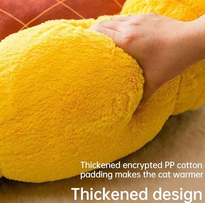 Cat Nest Flower Shape Cat Sofa Bed Cute and Comfortable Pet Cat House Thickened Non-Slip Soft Pet Bed Suitable for Small Cats and Dogs (M,Gray)