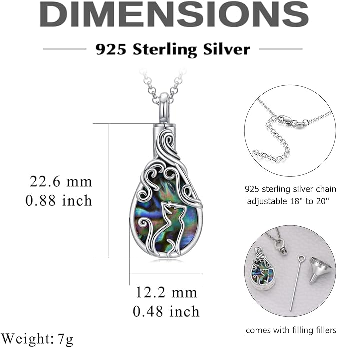 Animal Crystal Urn Necklace For Ashes Sterling Silver Butterfly Dragonfly Bee Phoenix Peacock Hummingbird Fox Angel Wing Pentagram Pentacle Cremation Necklace Heart Teardrop Urn Holder Necklaces For Women Memorial Jewelry