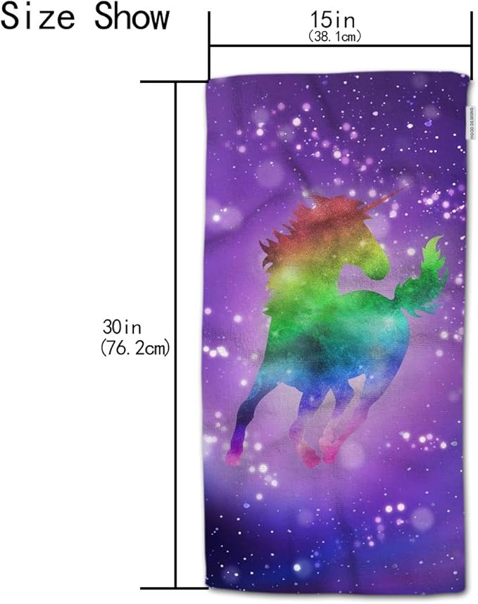 HGOD DESIGNS Unicorn Hand Towels Abstract Rainbow Galaxy Unicorn Soft Hand Towel for Bathroom Kitchen Yoga Gym Decorative Towels 15"X30"