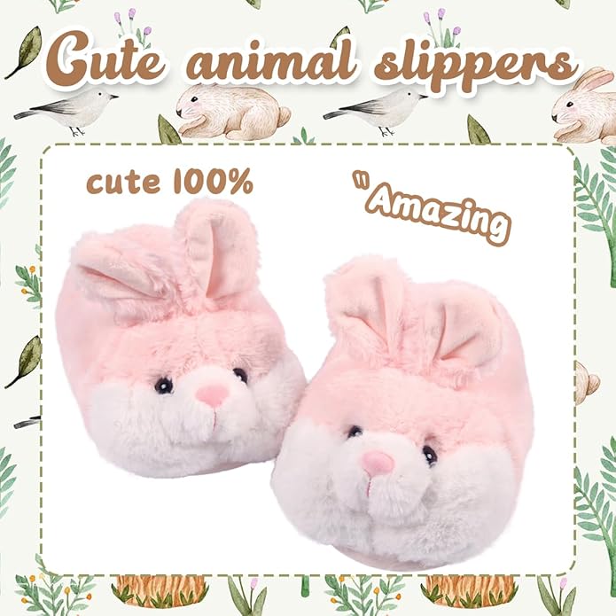 Caramella Bubble Classic Bunny Slippers for Women Funny Animal Novelty Slippers for Adults Cute Plush Rabbit Bedroom Slippers