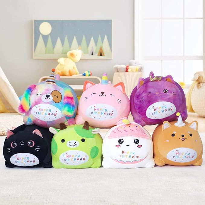 15.8'' Cat Plush Stuffed Animals Birthdays Gifts, White Cat Plush Pillow Soft Kitty Plushie, Chubby Plush Toy Birthday Gifts for Kids Girlfriend