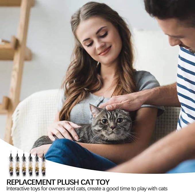 6 PCS Replacement Plumes Interactive Cat Toy Refills Cat Toy Wand Replacement Teaser Refills for Cat Kitty Toys