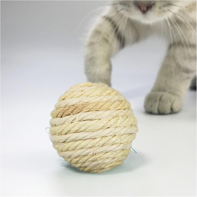 WishLotus Cat Sisal Ball 5 Packs, 4.5CM Assorted Colored Sisal Balls for Cats to Scratch, Pat, Bite or Chase, Interactive Cat Toys for Indoors Cats Random Color(4.5cm 5pcs)