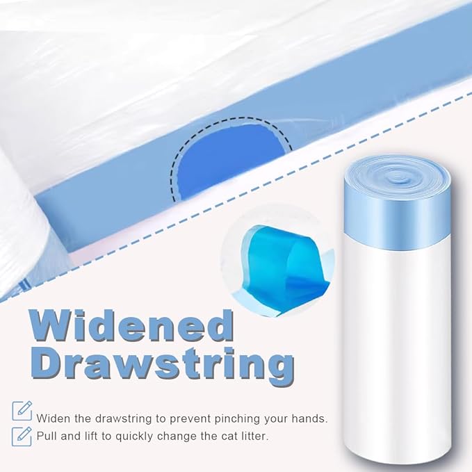 120 Pack Cat Litter Bags with Drawstring, Self Cleaning Litter Robot Waste Bags Compatible with Litter Robot 3 & 4, 10-12 Gallons