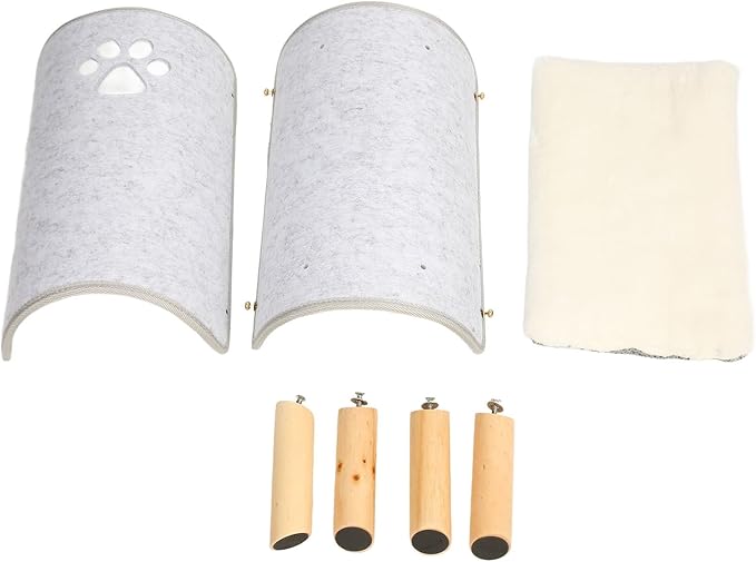 Cat Tunnel Bed tunnel chat bois Soft Com fortable Elevated Cat Tunnel Bed with Plush Cushion with Wooden Legs Pet Felt Tunnel Bed with Wooden Legs for Cat and Tunnels