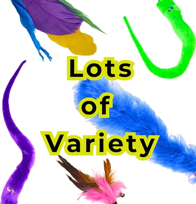 Interactive Cat Toy Teaser Wand - 7 Pack