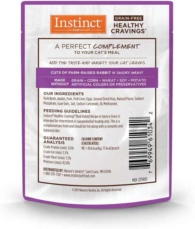 Instinct Healthy Cravings Grain Free Real Rabbit Recipe Natural Wet Cat Food Topper, 3 Ounce (Pack of 24)