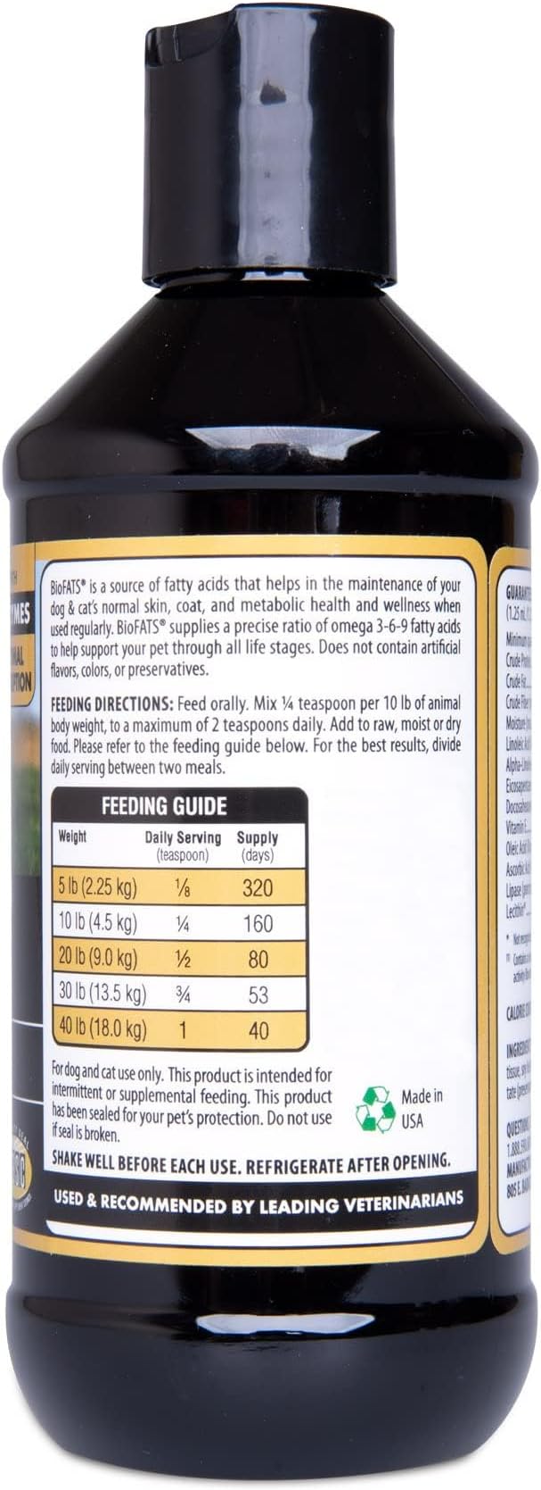 BioFATS Omega 3-6-9 Fatty Acid with EPA & DHA, Supports Healthy Skin, Coat and General Wellness, 80-Day Supply for 20-lb. Animal, 6.76-fl. oz. Bottle