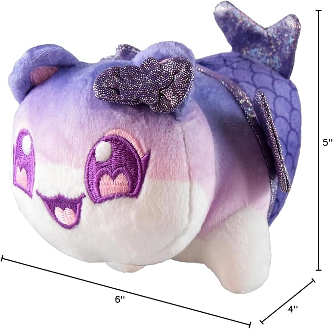 Cat Plush Toy,Mee-Meow Cat Food Plushies Cat, Cute Anime Cartoon Cat Stuffed Animal Figure Toy Plush Pillow Gift for Kids and Festival Gift (Purple Mermaid Cat)