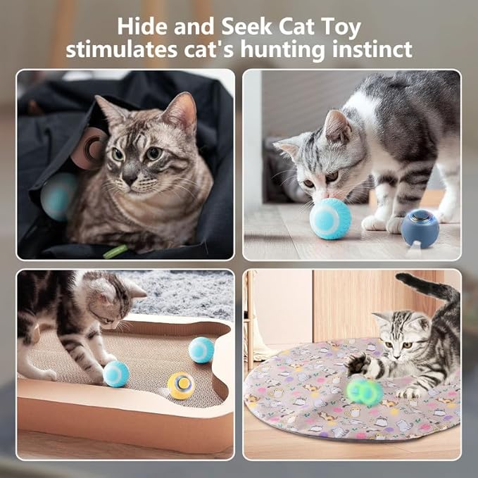 Interactive Cat Toy for Indoor Cats Electronic Rolling Ball Toy Rechargeable Kittens Toy Hide and Seek Mouse Catching Game(Dark Brown Bag)