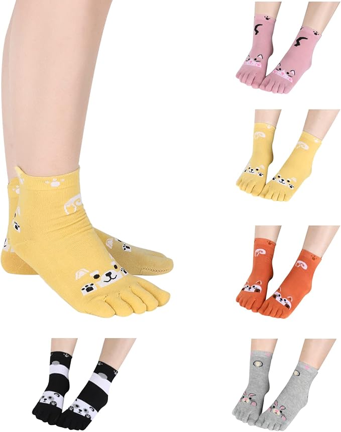 Benefeet Sox Funny Toe Socks Women Five Finger Socks Girls Cute Toe Seperated Cotton Socks Running Athletic Christmas Gifts