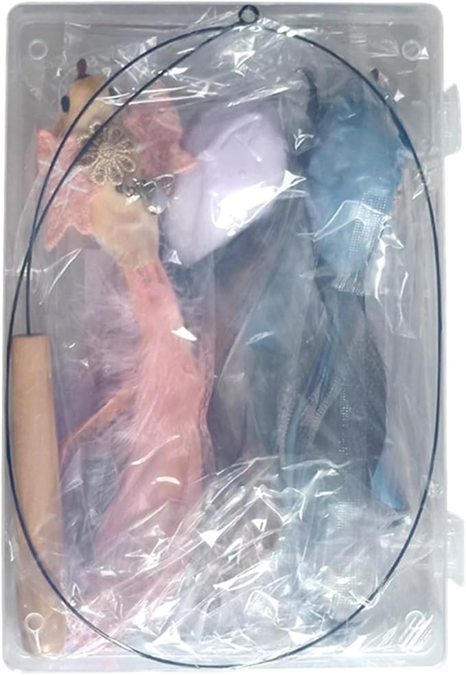 Interactive Cat Toys for Indoor Cats - 35'' Steel Wire and 6PCS Cat Feather Bird Toys Refills,Cat Teaser Toy,Cat Wand Toy ,Feathers & Bells, Realistic Bird Impression (7 PCS Cat Wand Toy Birds)