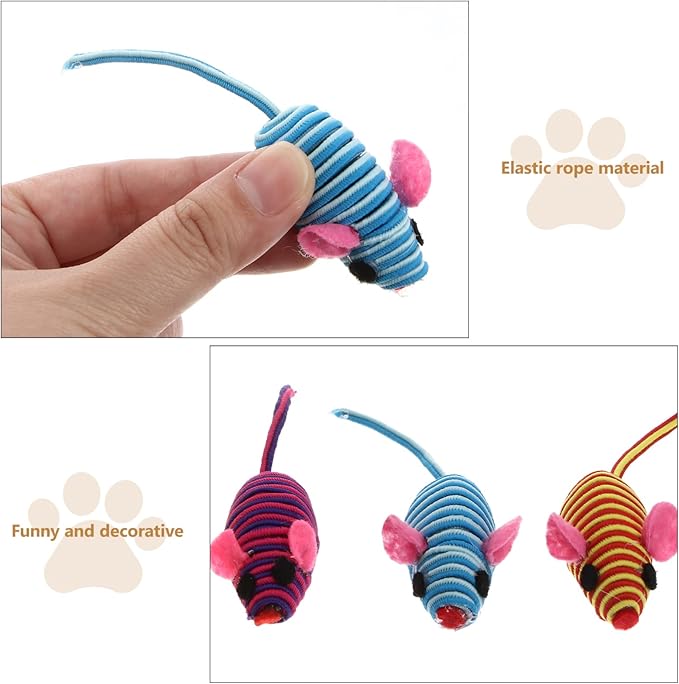 Totority Mice Cat Toy Rubber Band Mouse Toys for Cats Funny Pet Shop Mouse Toy Pet Elastic Rope Mouse Cat Teaser Playing Prop Realistic Mouse