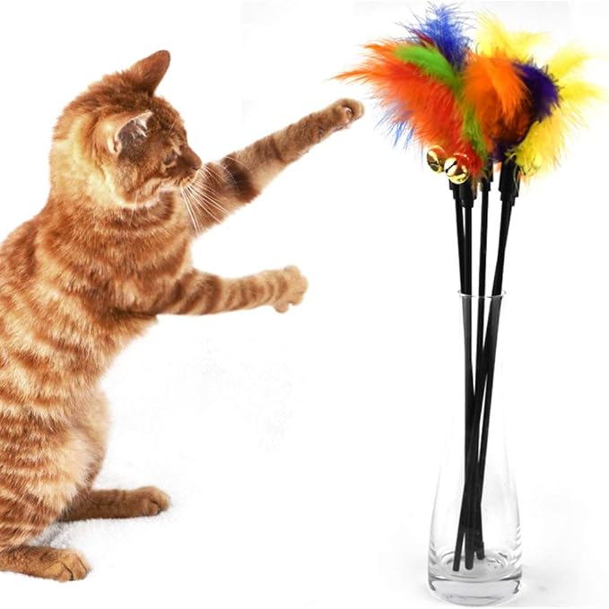 Tebatu Cat Stick Catcher, with Bell Colorful Wand Pet Interactive Toy Dimension: app.41cm/16.14in