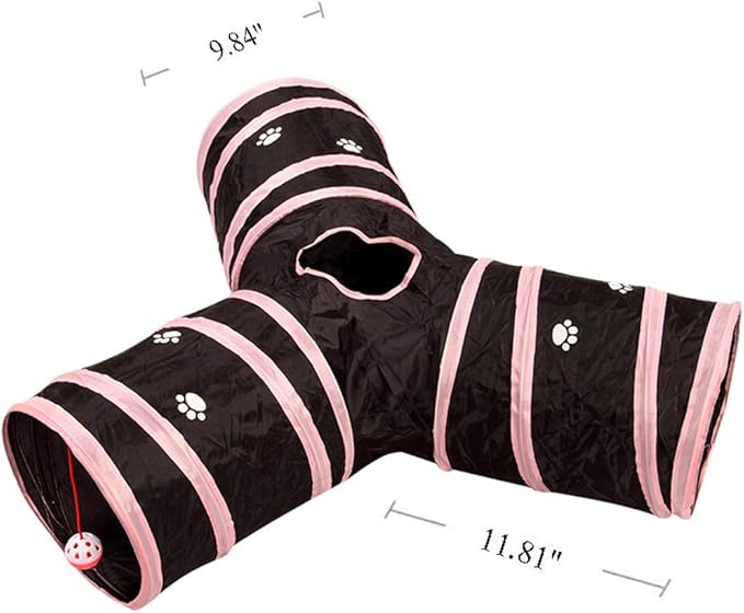 iHOO Cat Tunnels Crinkle Play Toys Collapsible Tube with Ball Maze Cat House Pet Interactive for Cat Puppy Kitten Rabbit Type2