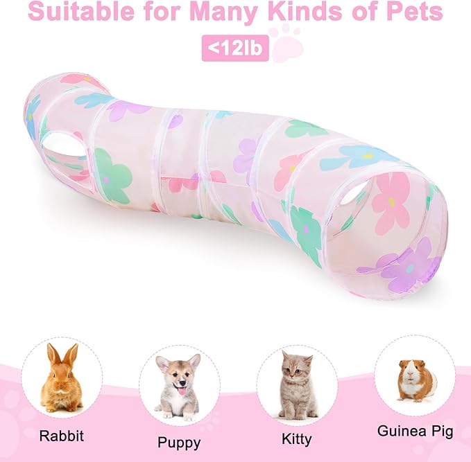 Glittme Cat Tunnel, Cat Tunnels for Indoor Cats, S-Shape Peekaboo Cat Cave with Cat Toys, Foldable Cat Tubes and Tunnels for Cats, Rabbit, Puppy, Guinea Pig
