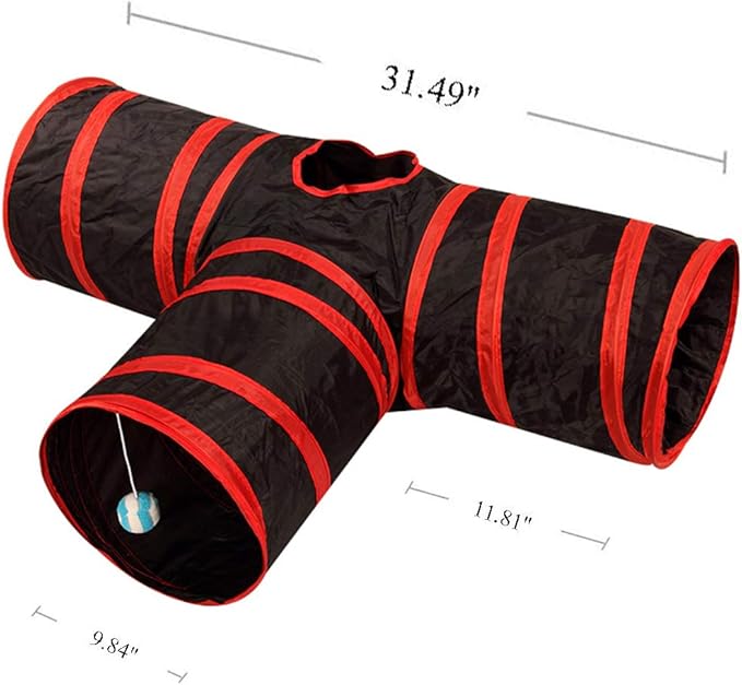 iHOO Cat Tunnels Crinkle Play Toys Collapsible Tube with Ball Maze Cat House Pet Interactive for Cat Puppy Kitten Rabbit Type6