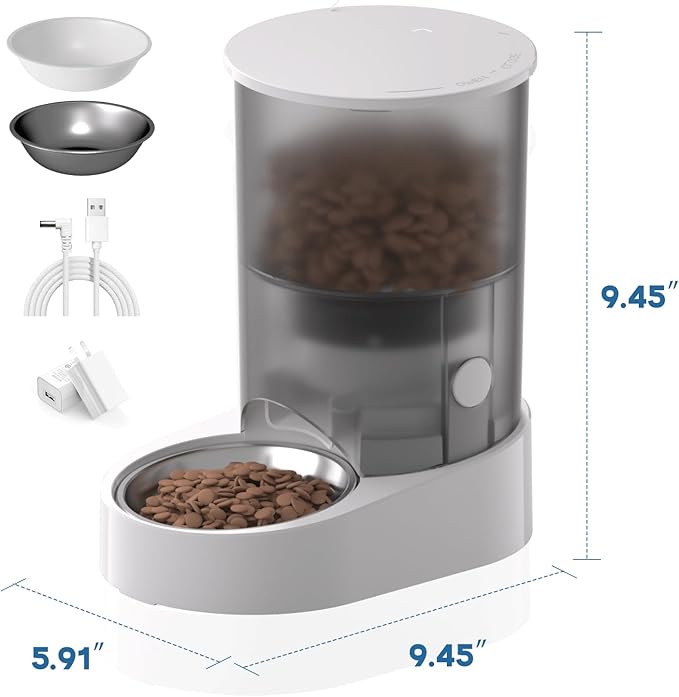 Rechargable Automatic Cat Feeders - 5G WiFi Pet Feeder with APP Control, 4L Timed Cat Feeders for Dry Food, 1-10 Meals Per Day, 12 Portions Per Meal, Easy to Clean