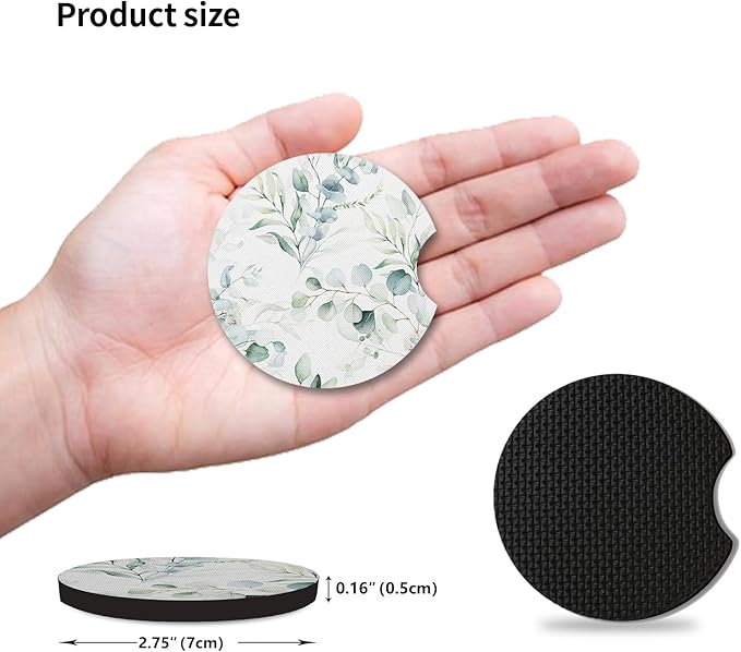 Car Coasters,2Pcs Eucalyptus Cup Slot Mat Silicone Non-Slip Pad Cup Heat Insulation Coasters for Car Interior Accessories,Car Cup Holders Absorbent Cup Holders Car Accessories for Women & Men