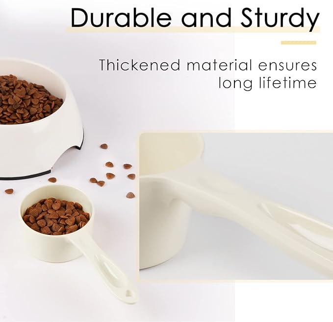 SUPERDESIGN 1/2 Cup Dog Food Scoop for Container Melamine Measuring Scoop for Dogs Cats Birds and Rabbits Pet Food Feeding Scoop Dishwasher Safe - White