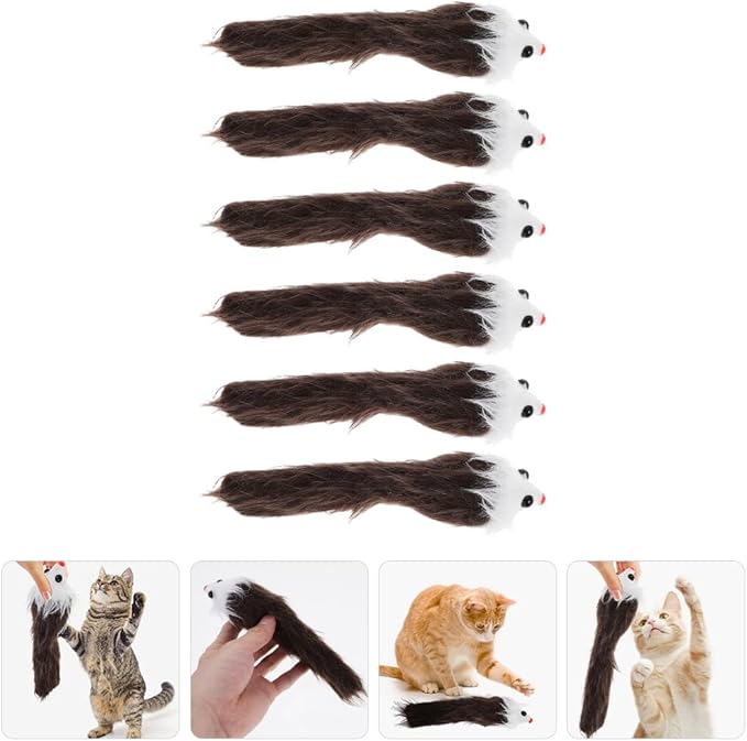 POPETPOP 6pcs Cat Toys Mice Rattle Mice Cat Toy with Squeaker Soft Plush Mouse Kitten Toys Cat Mouse Toys Interactive Play for Cat Puppy Kitten
