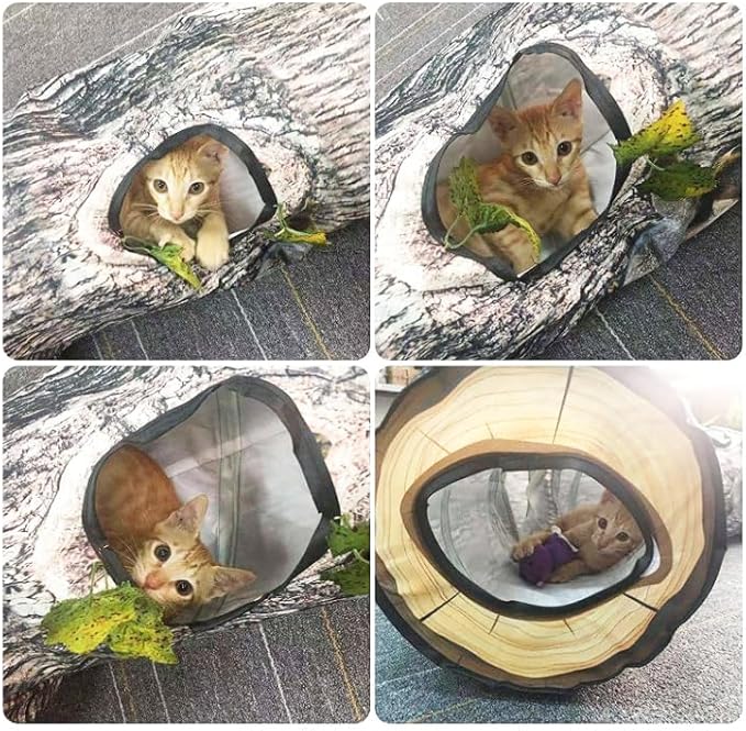 Cat Tunnels for Indoor, Large 3 Way Cat Tube Self Play, Cat Play Tunnel Toy for Indoor Exercise, Collapsible Interactive Peephole Pet Tunnel for Cat Kitty Kitten Puppy Rabbit L 59"