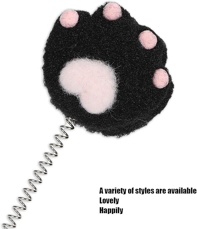 GLOGLOW Cat Teaser Wand, Metal Wire Spring Cat Toy Plush Teaser Interactive Toy for Indoor Cats Kitty Exercise and Play(Black) Mice & Animal Toys