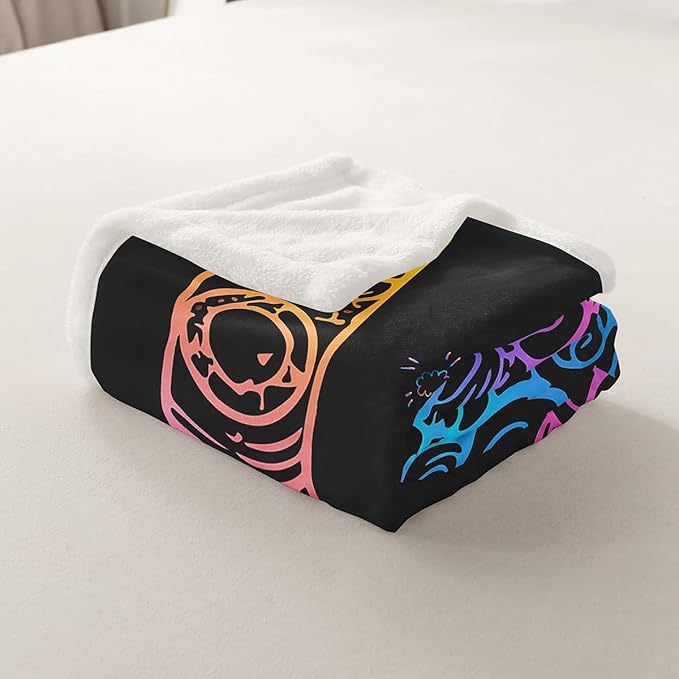 Rocket Sherpa Blanket Space Rocket Plush Blanket for Sofa Couch Bed Planet Space Ship Design Fleece Throw Blanket Universe Planets Fuzzy Blanket Bedroom Decor Throw 50x60 Inch