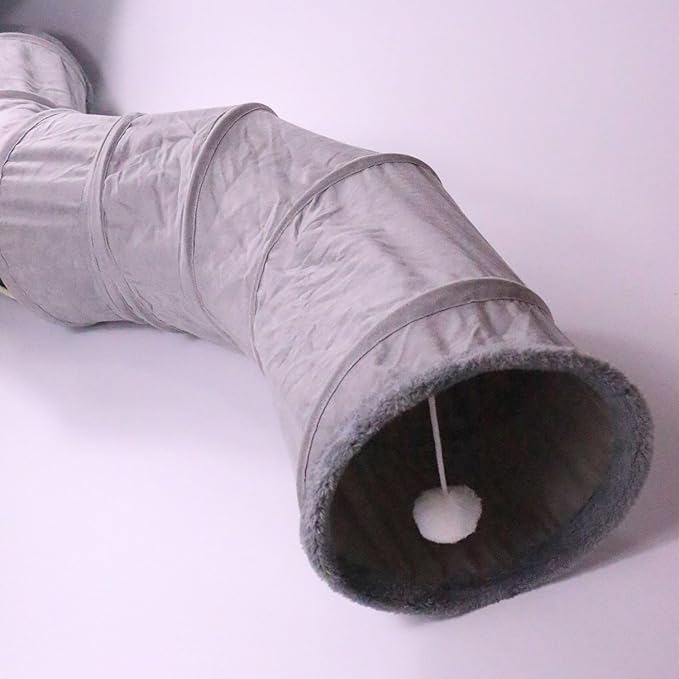 Cat Tunnel S-Shape Suede Cat Toy Tunnel 10.5 x 48.8 Inches Bunny Tunnels for Indoor, Collapsible Pets Play Tube Suitable for Cats Rabbits Pet Ferrets