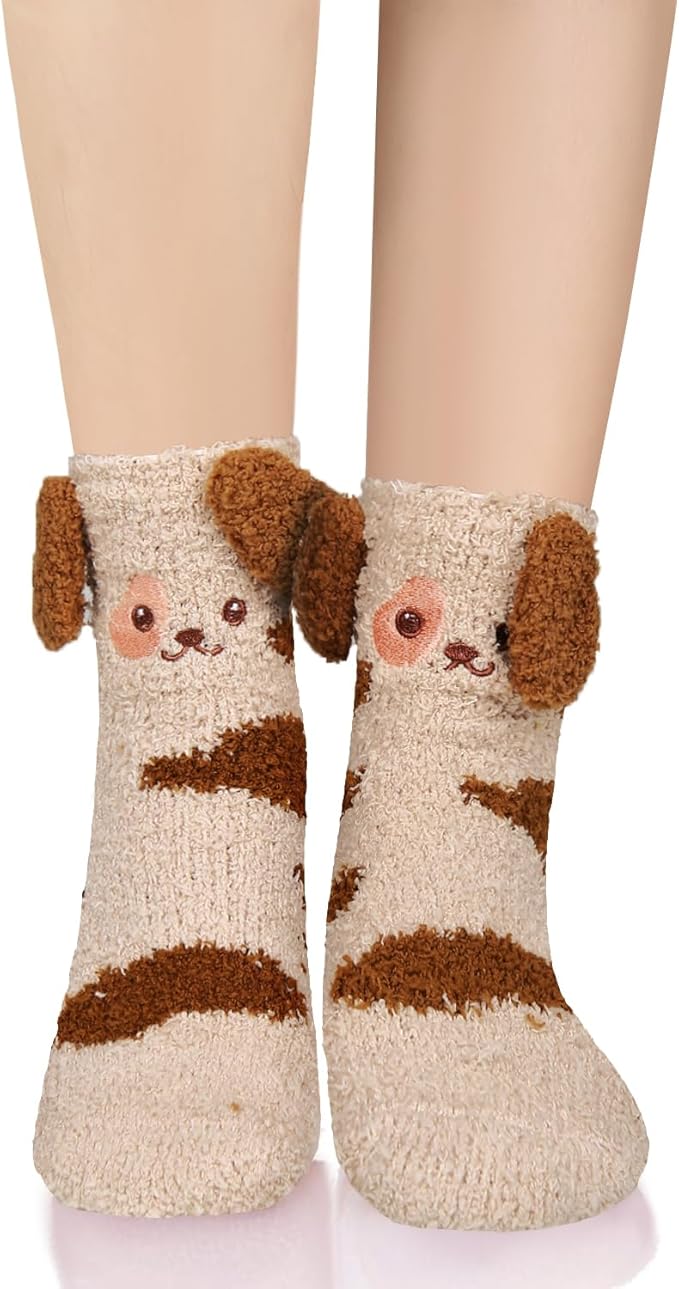 Benefeet Sox Funny Animal Fuzzy Socks for Women Girls - Cute Fluffy Slippers, Cozy Warm Winter Plush Sleeping Socks