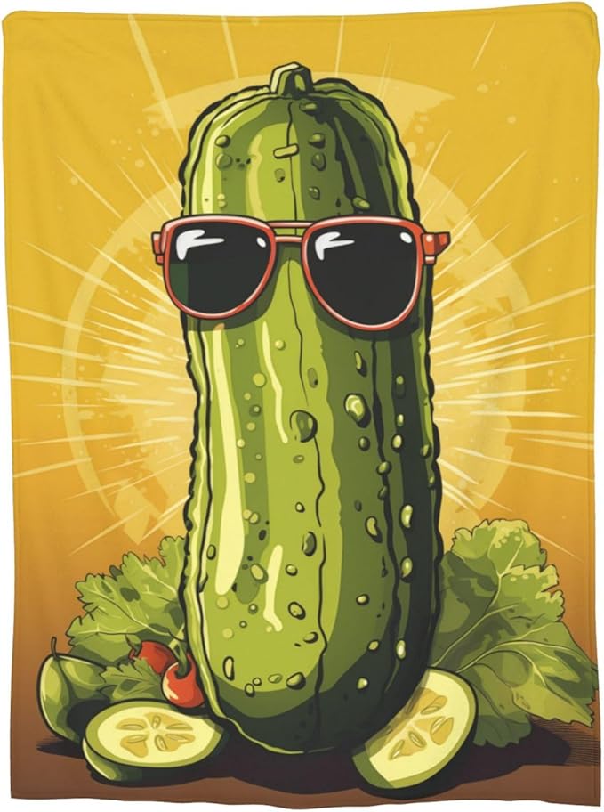 Funny Pickles Dill Blanket Gifts for Grils Women Flannel Throw Blankets for Home Couch Bed Sofa Soft Fuzzy Lightweight Decor All Season 60x50 Inches