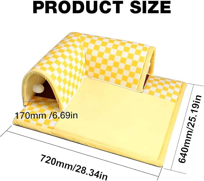 Cat Tunnel Bed with Fluffy Toy Balls, Small Cushion and Flexible Design Removable Cat Cave Tube for Small Medium Large Cat,Puppy,Rabbit,Ferret