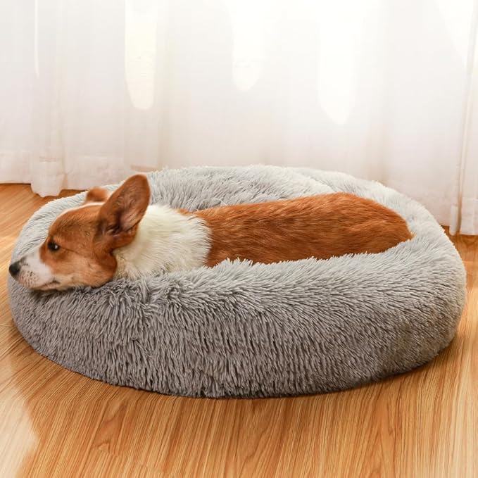 JEMA Calming Small Dog Beds for Small Dogs,Washable Donut Cuddler Pet Bed Cushions,Durable & Cozy Soft Dog Bed with Removable Pad 22 Inch