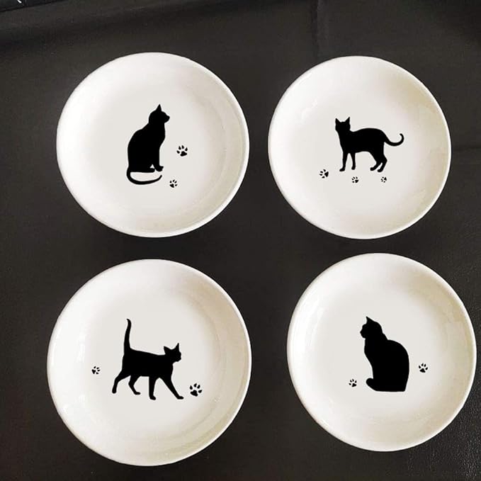 4pcs Ceramic Cat Dinner Plates Seasoning Dishes Appetizer Plates Dipping Bowl